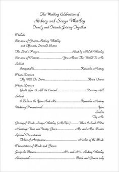 printable wedding ceremony samples